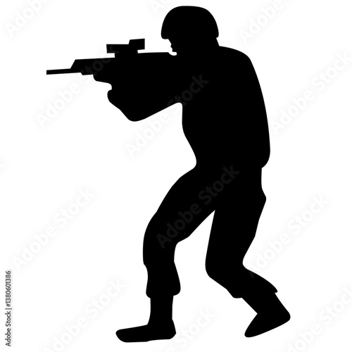 silhouette of a soldier holding a gun
