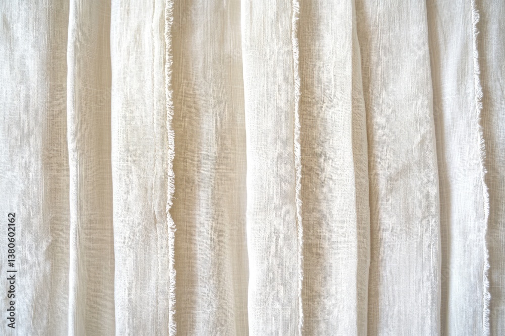 Obraz premium Textured Off-White Curtains with Subtle Pattern in Soft Light