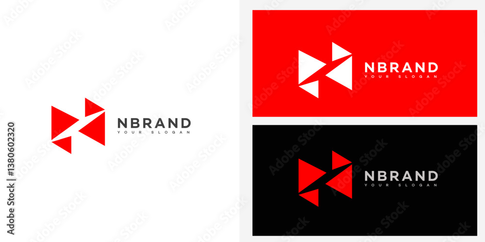 Abstract Red Triangle Letter N Logo Design Abstract Red Triangle Letter N Logo Design