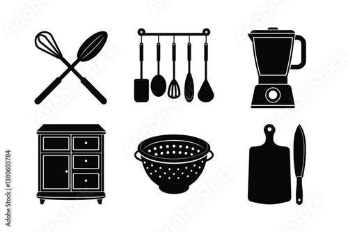 Set of kitchen tools silhouette vector illustrator