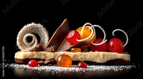 chocolate cake with nuts and berries