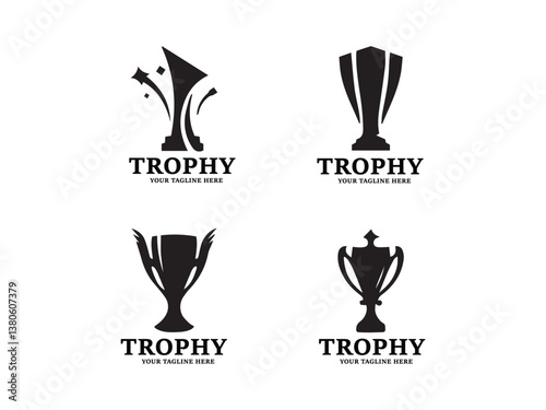 Trophy cup vector logo template concept illustration