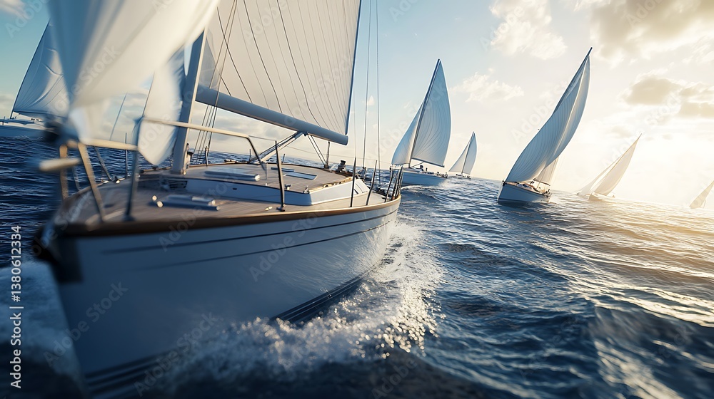 Obraz premium Sailing boat on the sea illustration images