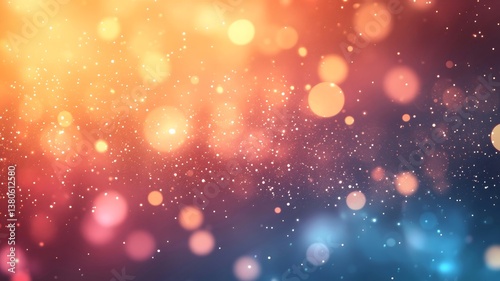 Abstract background with blurred lights and bokeh effect in orange red and blue colors gradient style