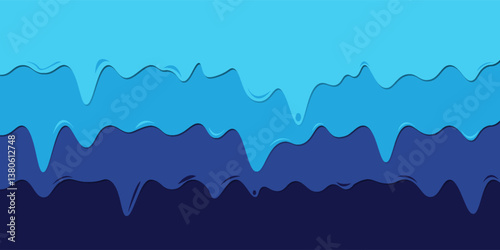 Blue water paper cut waves, sea and ocean ripple. 3d vector papercut empty banners or frames with wavy layers for environment or World Water day