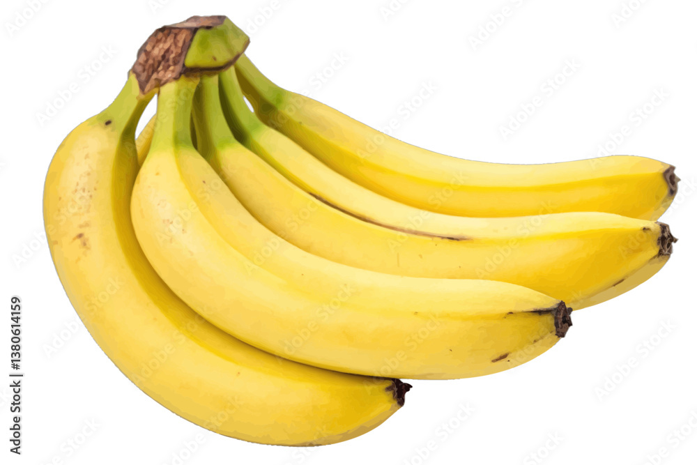 Ripe Bananas: A close-up view of a bunch of fresh, ripe bananas, displaying their vibrant yellow peel and healthy, inviting appearance. Ripe Bananas: A close-up view of a bunch of fresh, ripe bananas, displaying their vibrant yellow peel and healthy, inviting appearance.