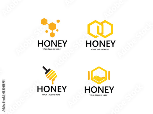 Honey comb logo icon bees vector design