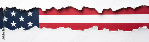 independence day, Torn paper reveals American flag symbolizing independence and day of celebration