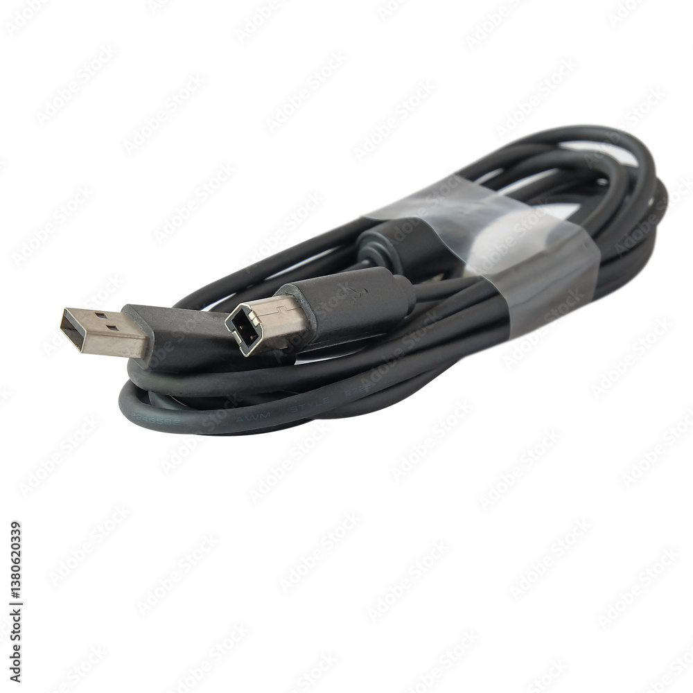Mini Display Port and Display Port cables or cable connections on white background.