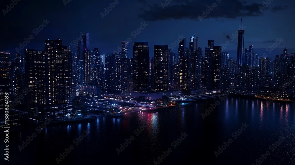 Fototapeta premium Night Cityscape: Illuminated Metropolis at Dusk