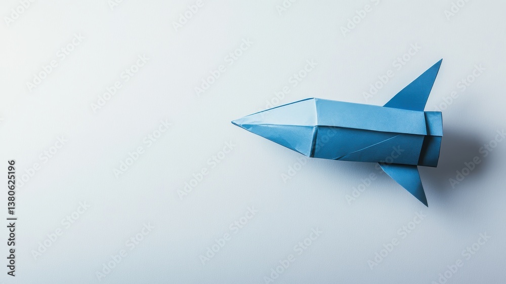 Creative origami rocket concept against minimalist background for innovation and creativity themes. Brand insights Creative origami rocket concept against minimalist background for innovation and creativity themes. Brand insights