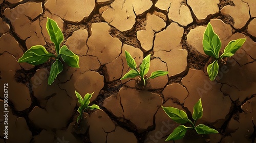 green sprout growing in soil, breaking trough the earth