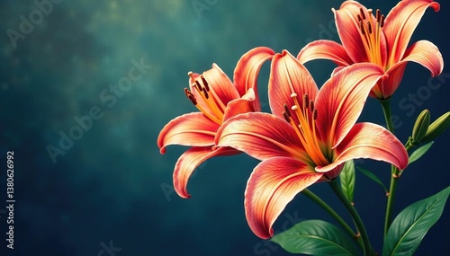 Intricate line art lilies, graceful stems, all-over print , home, lily, print