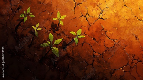 green sprout growing in soil, breaking trough the earth