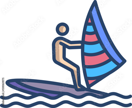 surfing Illustration on a white background.