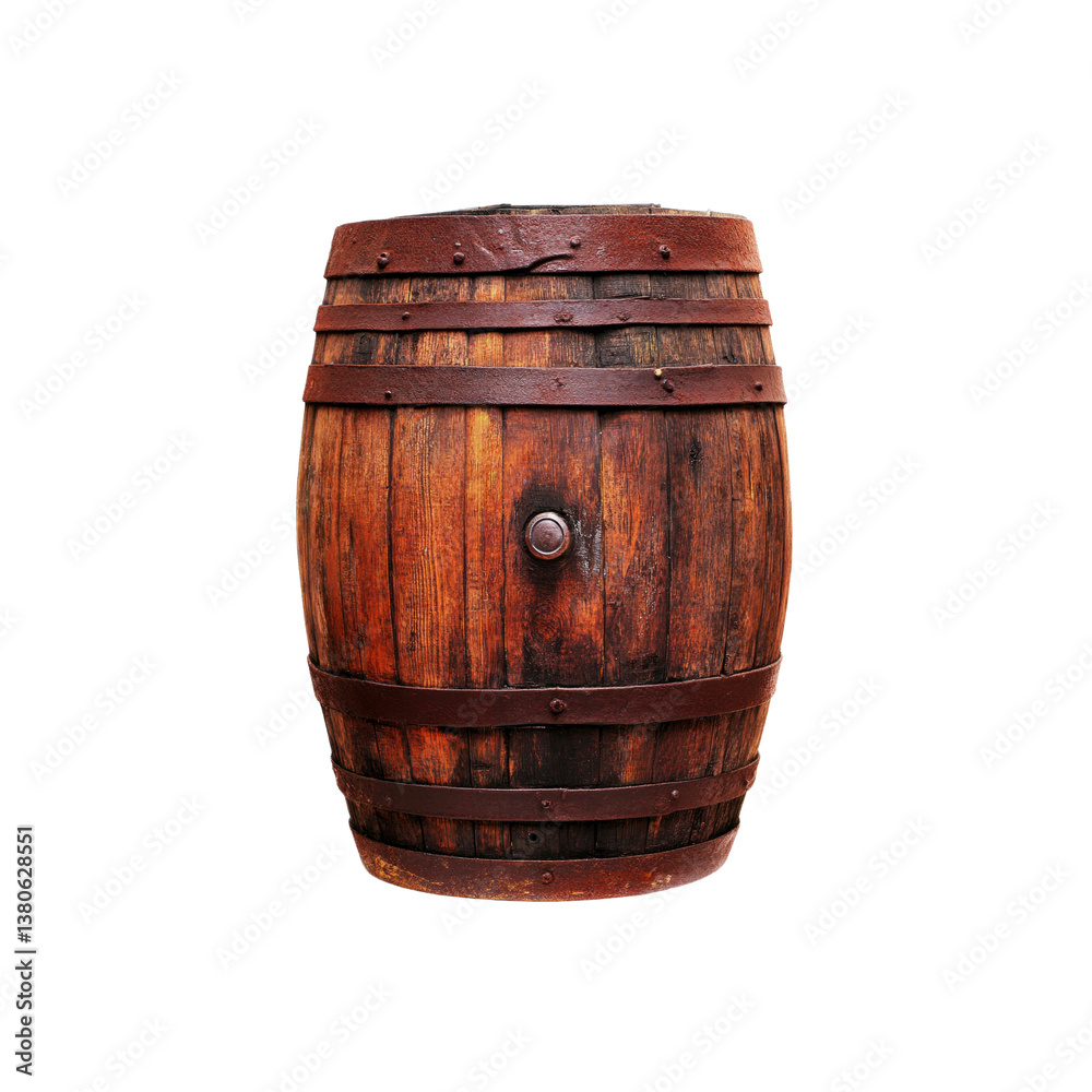 Fototapeta premium Rustic Wooden Barrel, Vintage Wine Cask, Aged Oak Container