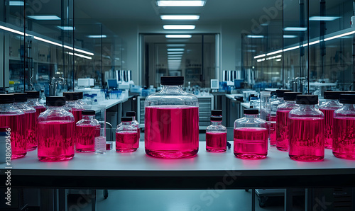 Pink liquid laboratory interior research photo