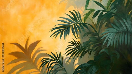 palm tree leaves on a neutral background