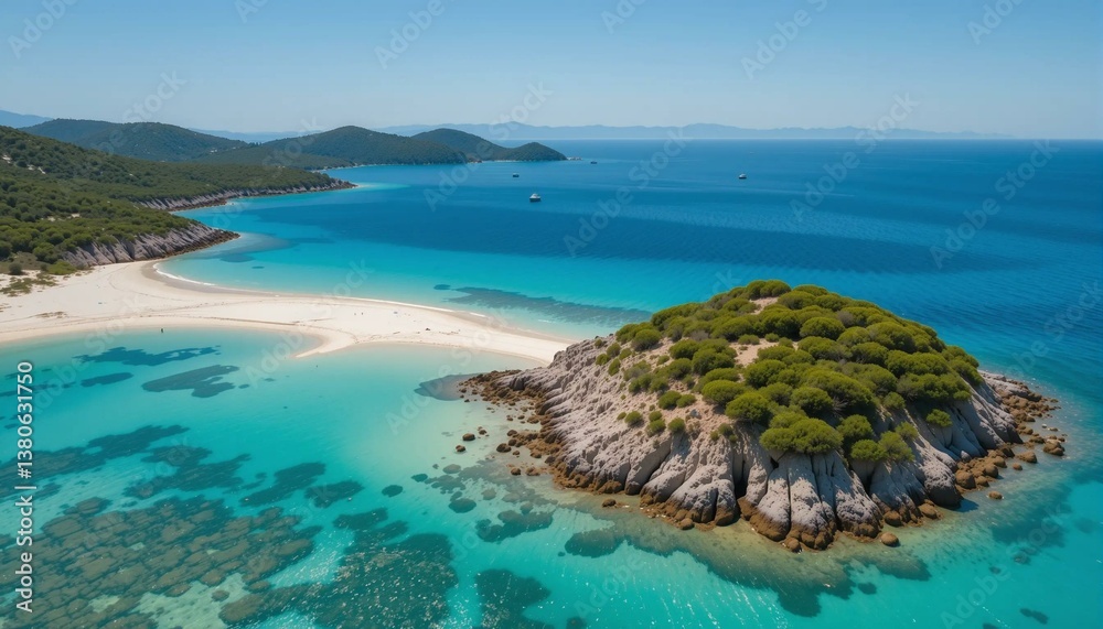 Scenic Island View with light blue waters in the Mediterranean Scenic Island View with light blue waters in the Mediterranean