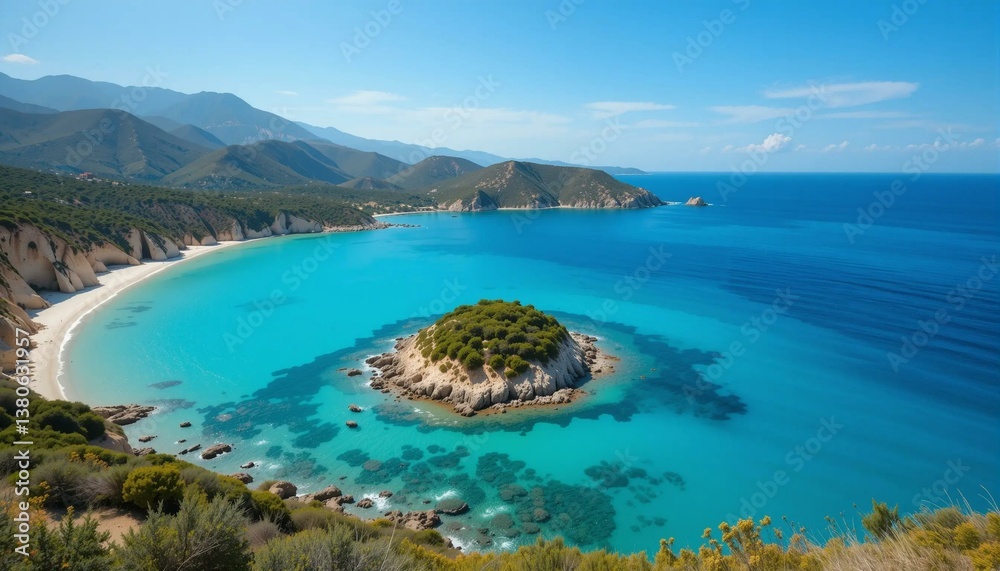 Fototapeta premium Scenic Island Bay With Turquoise Waters in the Mediterranean 