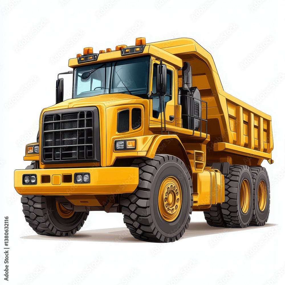Heavy yellow dump truck parked on construction site ready for loading materials Heavy yellow dump truck parked on construction site ready for loading materials