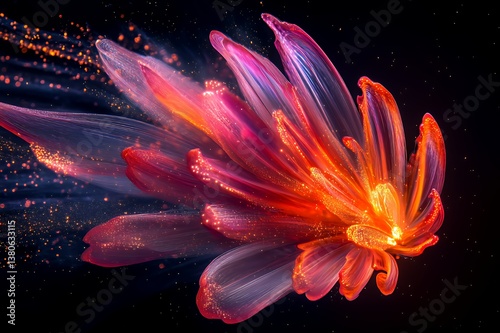 Glowing Red Flower Abstract Art Digital Design