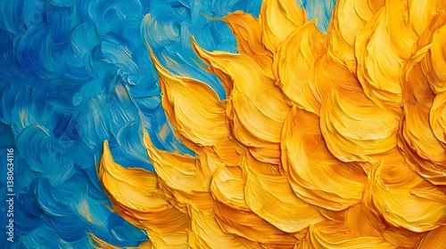 sunflower closeup on blue background