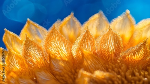 sunflower closeup on blue background