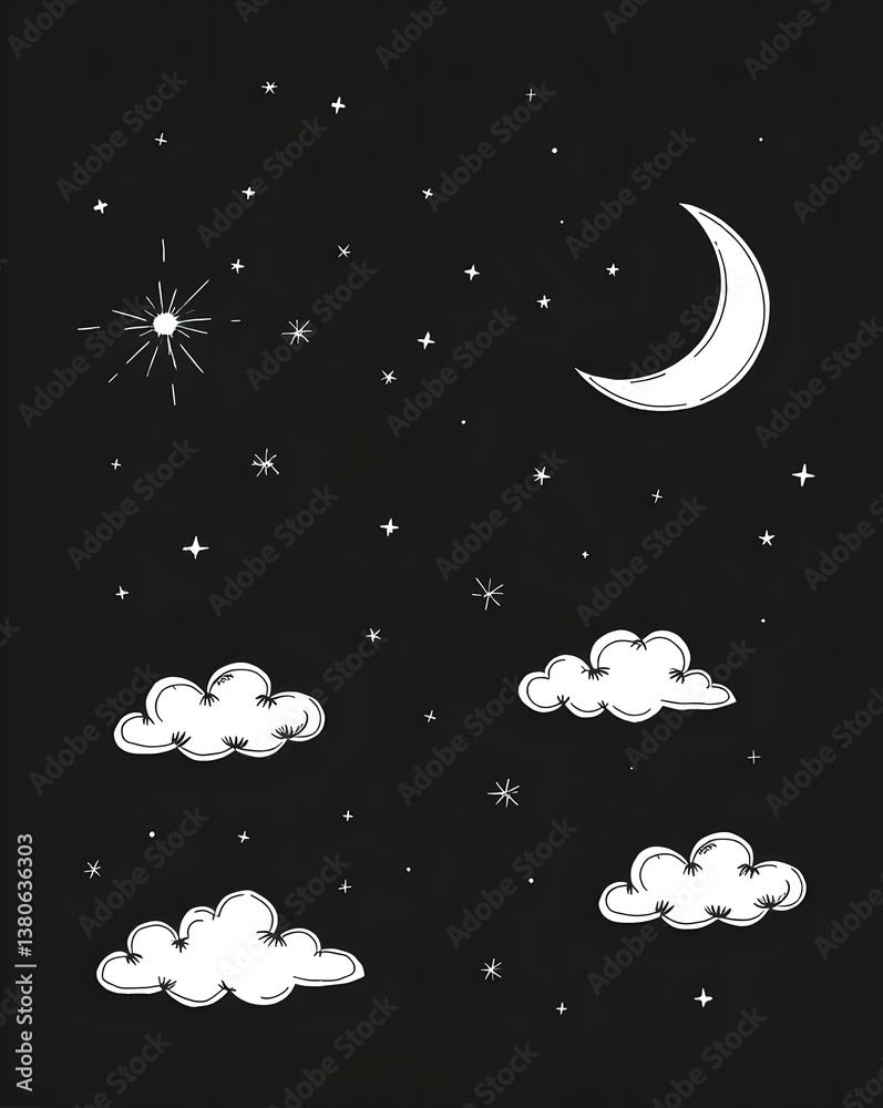 Fototapeta premium Sky at Night Illustration 
