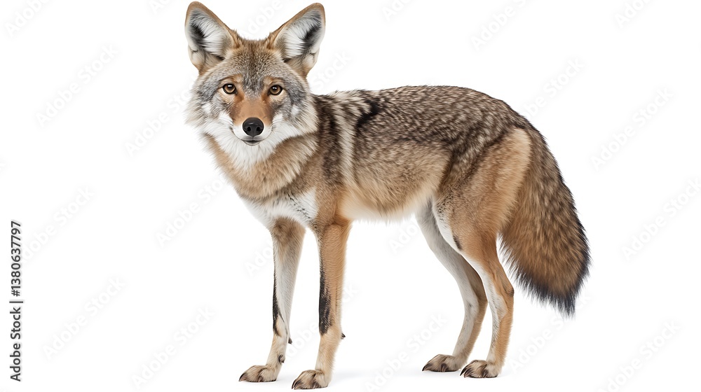 Fototapeta premium High-definition coyote standing alert images