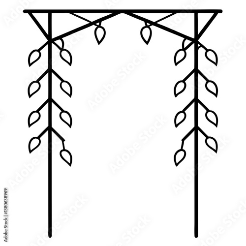 Vine covered trellis line art illustration