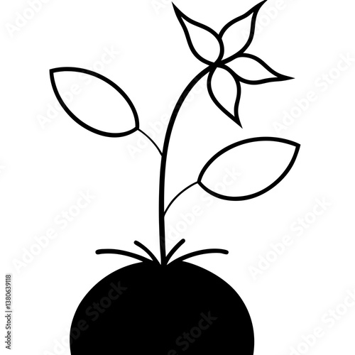 Tomato plant with ripe tomato illustration