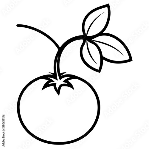Tomato plant with ripe tomato illustration