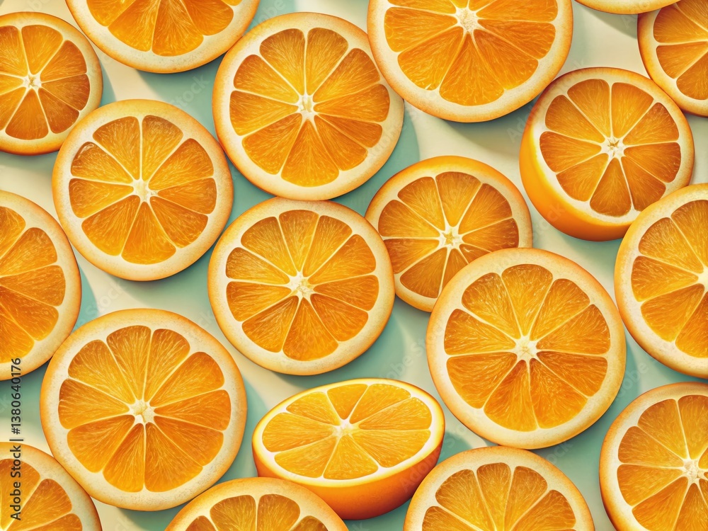 Obraz premium Vibrant Orange Slice Pattern: A Close-Up Documentary Style Photo of a Two-Tone Orange Texture