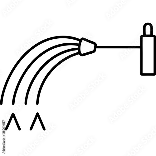 Irrigation system spraying water line art illustration