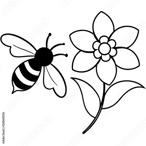 Honeybee hovering over a flower