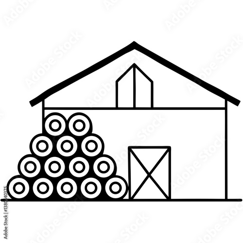  Hay bales stacked in a barn