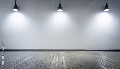 empty white wall with halogen with lamps