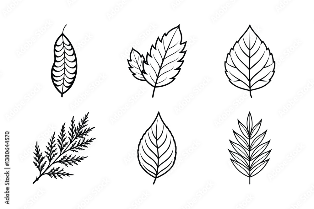 Obraz premium Vector set of leaf icons showcases a seamless floral pattern, an artistic nature illustration for spring or autumn design