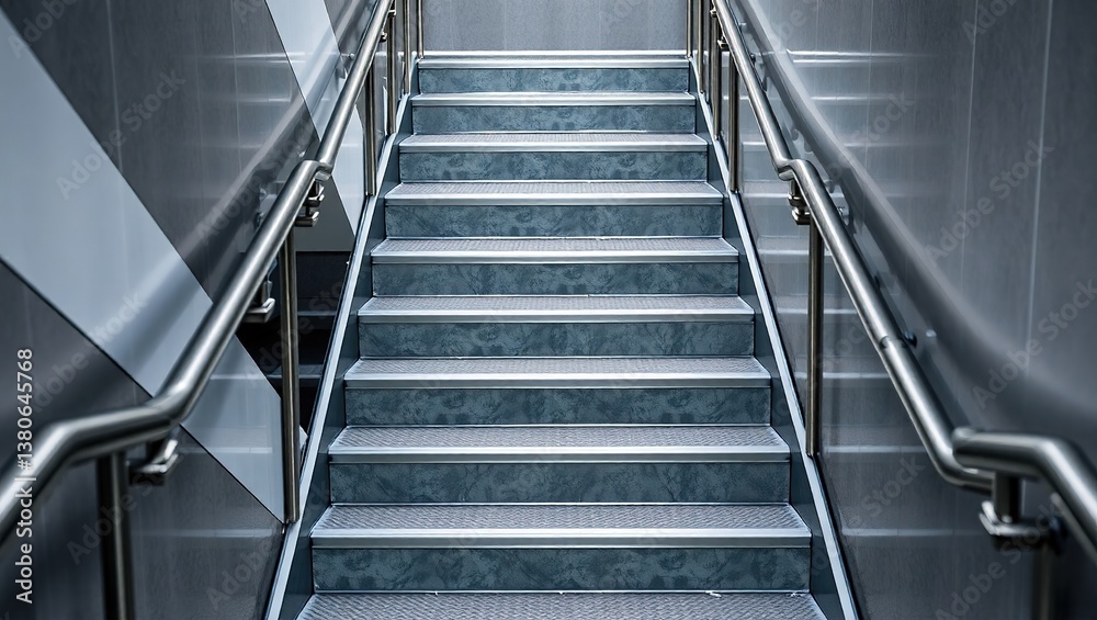 Modern Stairwell with Handrails and Non-Slip Treads, Ideal for Safety and Style Modern Stairwell with Handrails and Non-Slip Treads, Ideal for Safety and Style