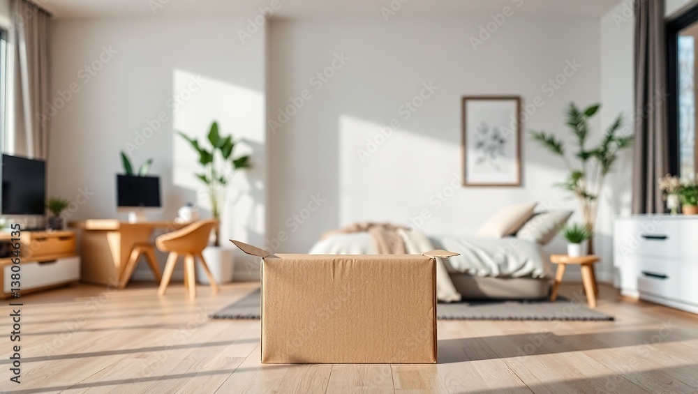 Modern Box Mockup in a Stylish Home Office Setting Modern Box Mockup in a Stylish Home Office Setting