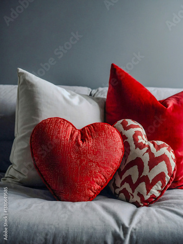 Obraz na płótnie Heart-shaped red pillow on a transparent background w salonie