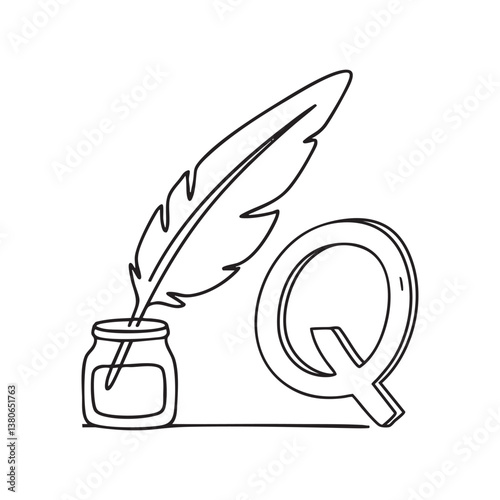 An Illustration of letter Q stand for Quill