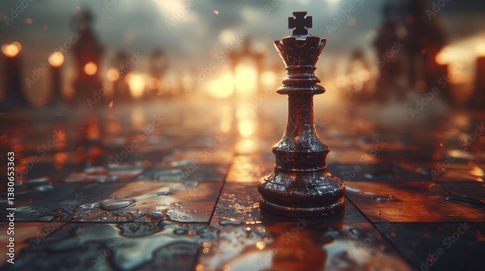 Strategic Dominance of the Chess King Amidst a Fiery Battlefield Strategic Dominance of the Chess King Amidst a Fiery Battlefield