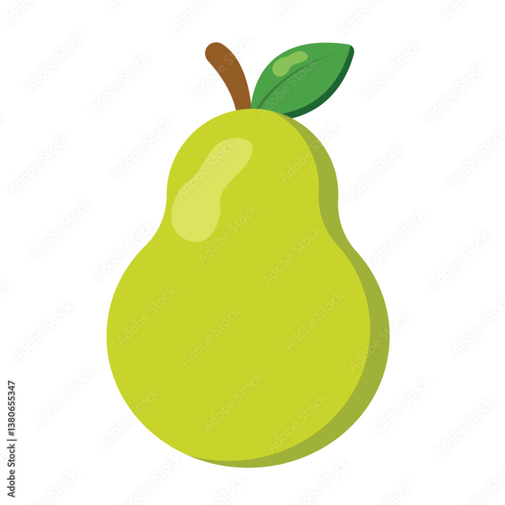 Simple green pear illustration with leaf, perfect for food-related designs, healthy lifestyle concepts, childrens books, and educational visuals Simple green pear illustration with leaf, perfect for food-related designs, healthy lifestyle concepts, childrens books, and educational visuals