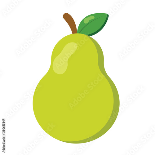 Simple green pear illustration with leaf, perfect for food-related designs, healthy lifestyle concepts, childrens books, and educational visuals