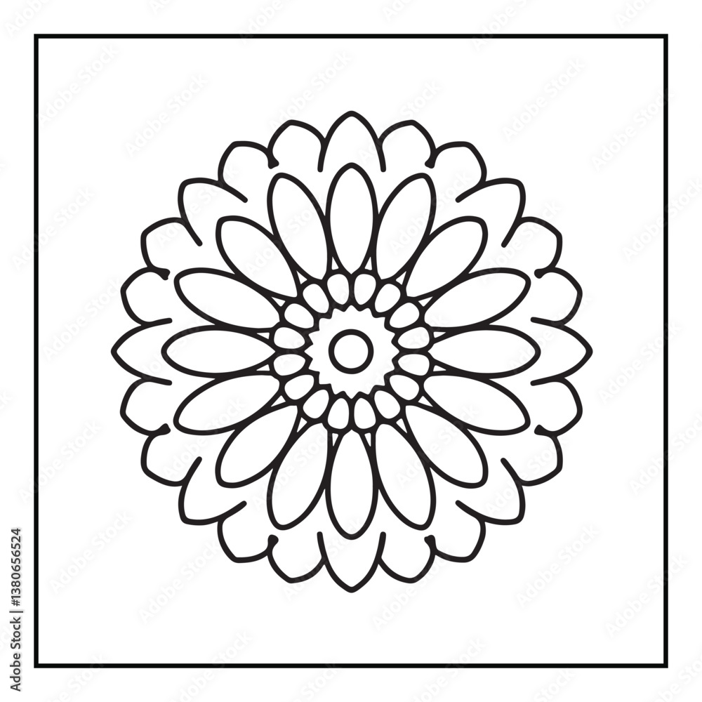 Fototapeta premium Mandala, mandala coloring book, mandala coloring pages, bold & easy coloring pages, line art, black and white, illustration, mandala abstract, mandala background, mandala shapes, mandala painting