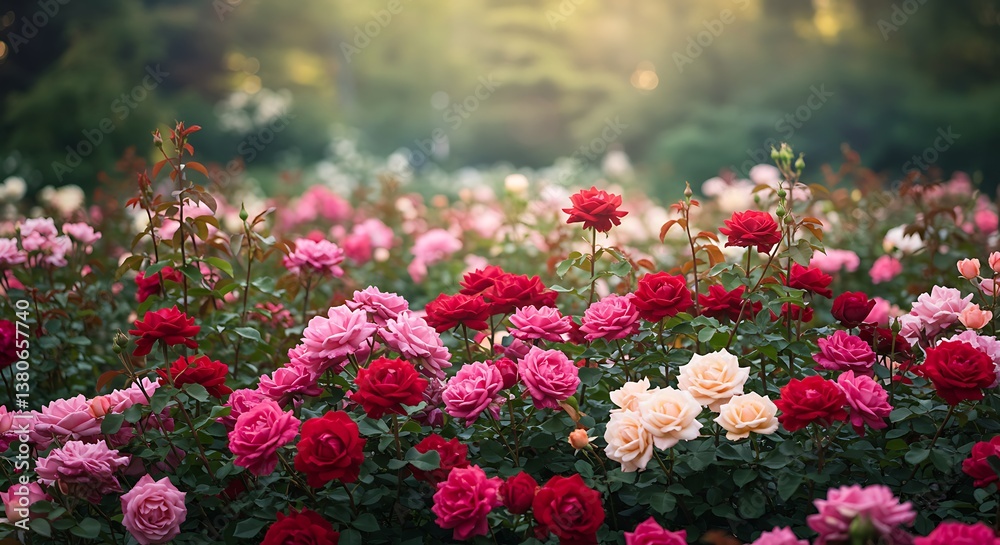 custom made wallpaper toronto digitalVibrant Rose Garden, Blooming Flowers, Spring Romance AI Generated