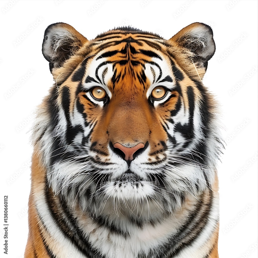 Majestic Gaze: A close-up portrait of a Siberian tiger, showcasing its striking orange and black striped fur and intense, piercing gaze. Majestic Gaze: A close-up portrait of a Siberian tiger, showcasing its striking orange and black striped fur and intense, piercing gaze.