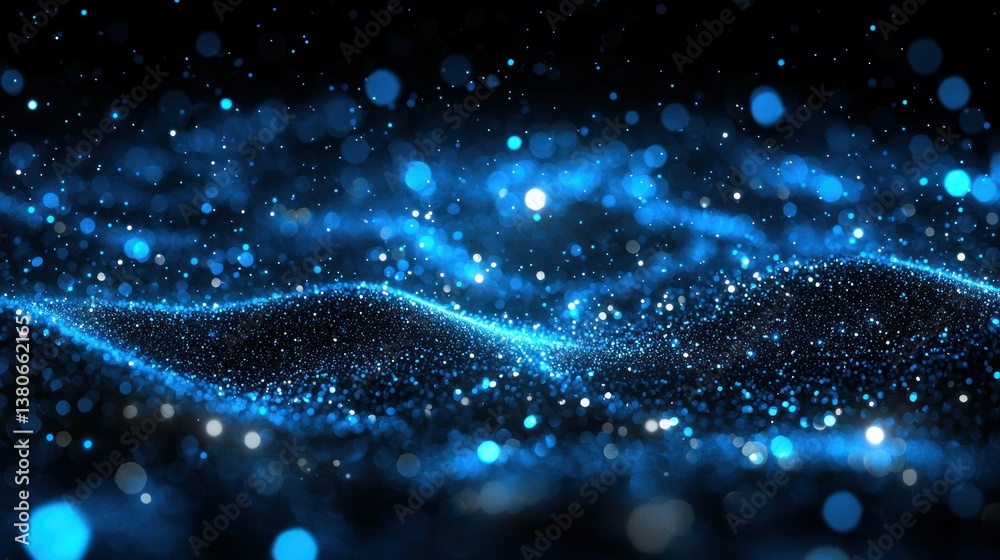 Obraz premium Abstract Blue Sparkle Wave: A Digital Art Piece